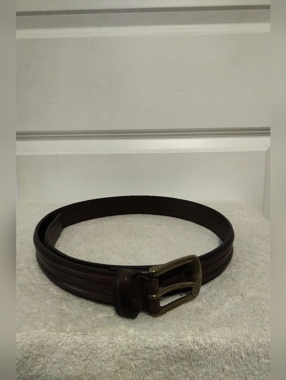 Polo Ralph Lauren Brown Genuine Leather Men's Belt with Brass Buckle - Size 36